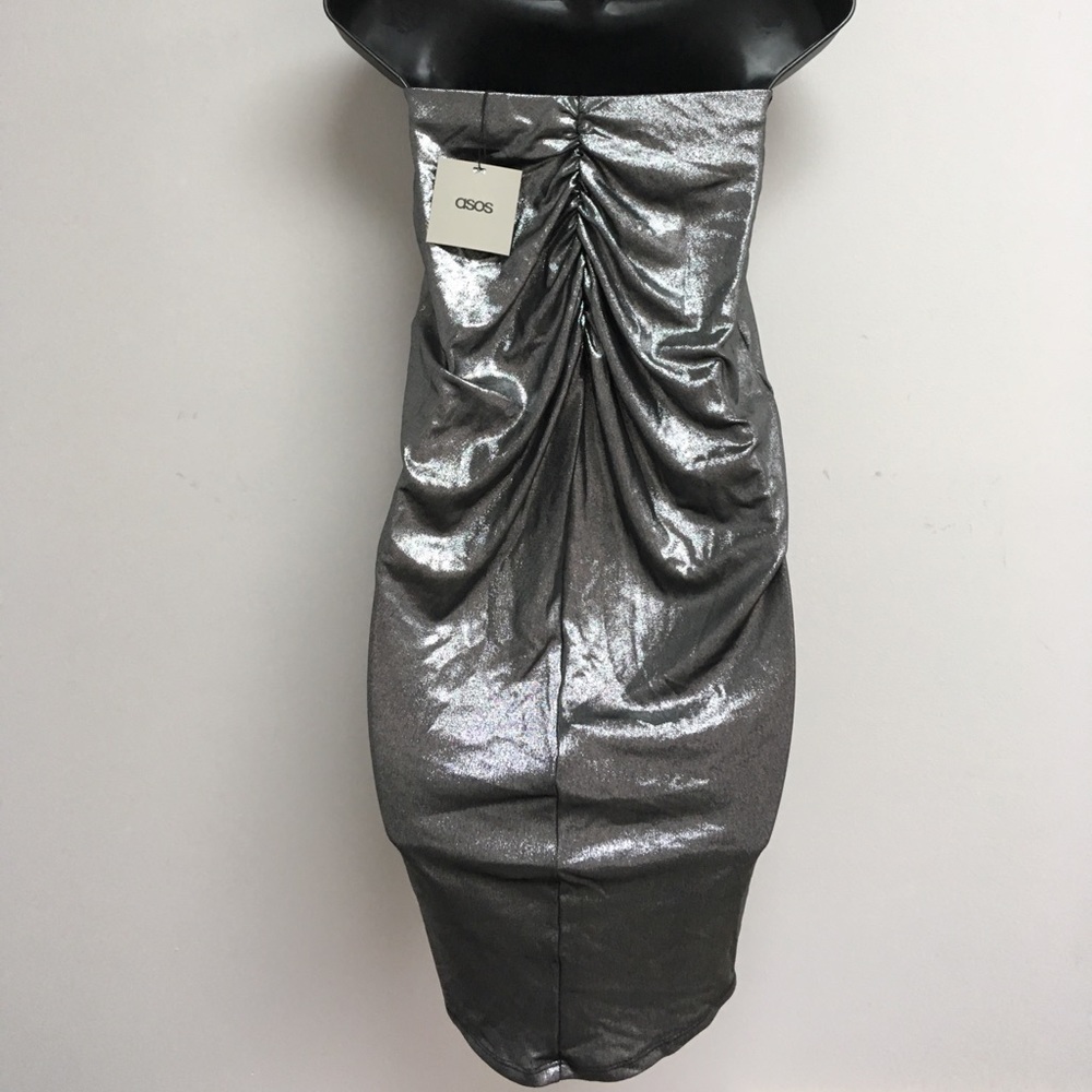 New ASOS dress 4 silver metallic high low dress new cocktail holiday new years